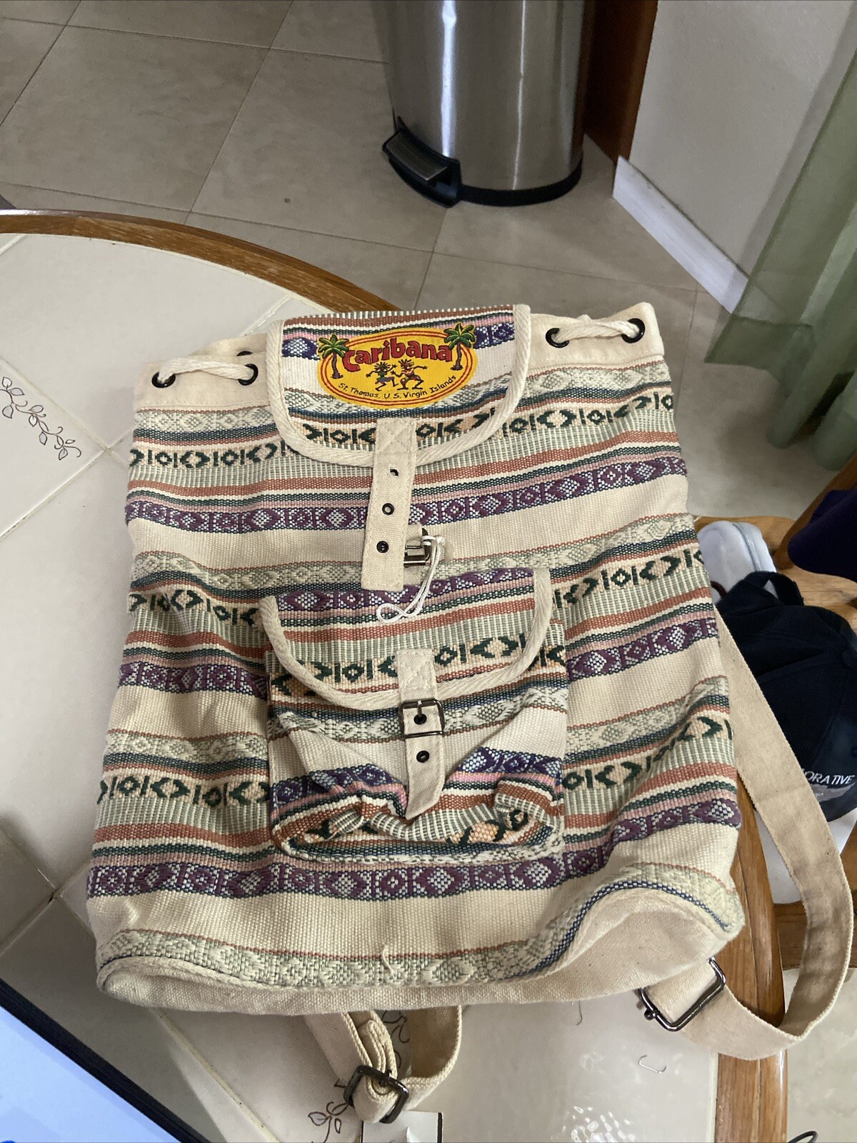 Caribana U.S. Virgin Islands 100% Cotton w Canvas Backpack Travel Indie Casual