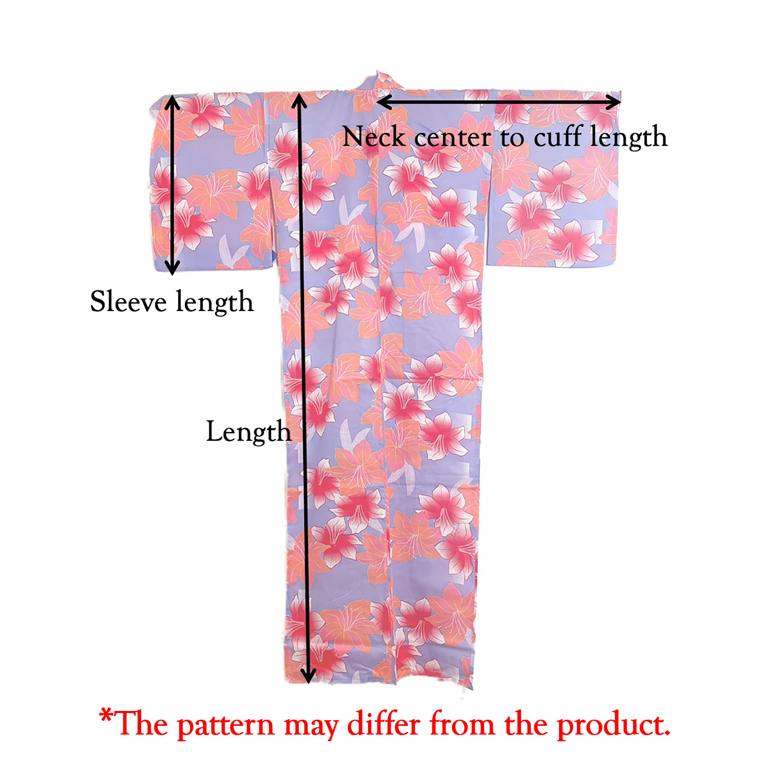 Women’s Cotton Yukata, Casual Summer Kimono – Light Blue & Purple, Peony