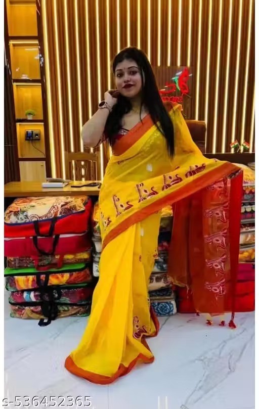 Traditional Bengali Handmade Jamdani Saree With Unstitched Bloused Wedding Wear