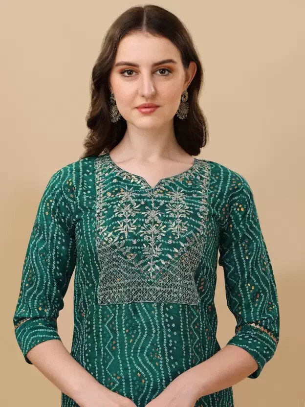Designer Party Wear Women Kurta Pant Set Indian Pakistani Cotton Rayon Kurti Set