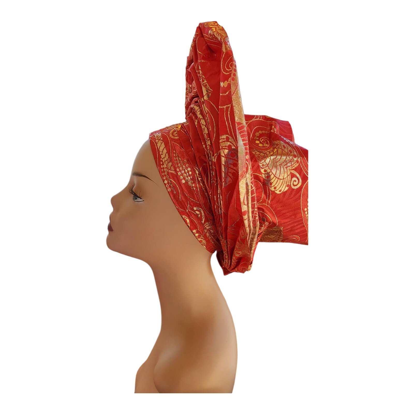 Red & Gold Ready To Wear Headtie