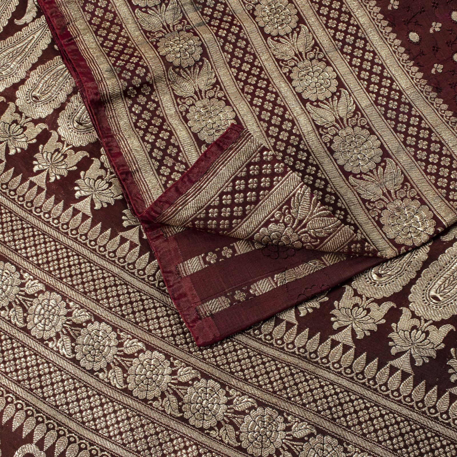 Sanskriti Vintage Red Blend Silk Saree Banarasi Brocade Zari Hand-Woven 5Yd Sari