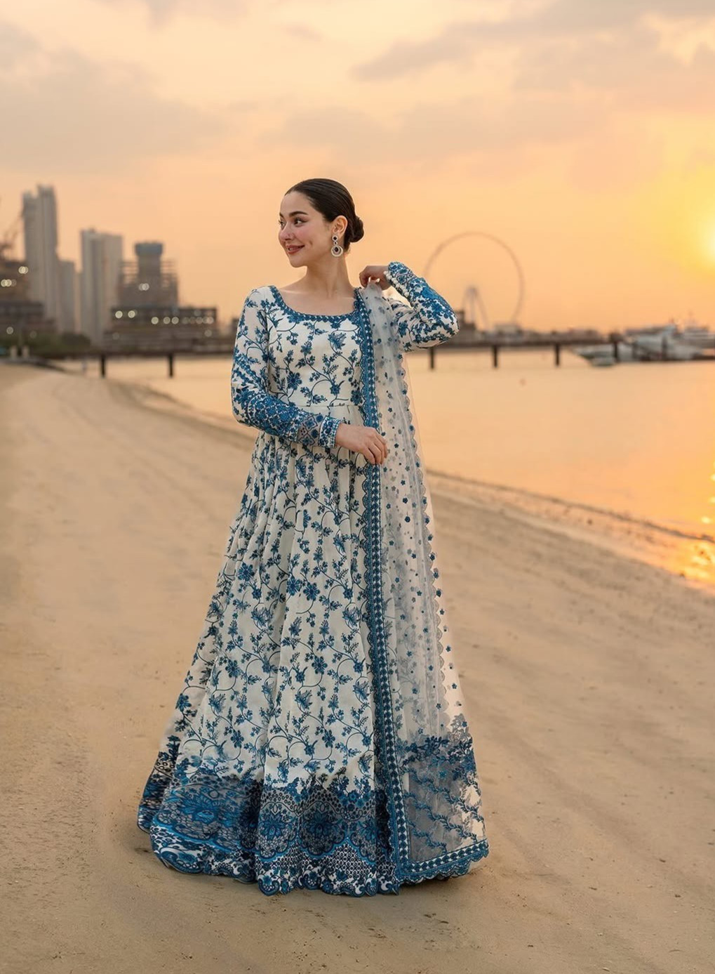 Designer Embroidered Crunchy Silk Salwar Kameez With Organza Dupatta For Women