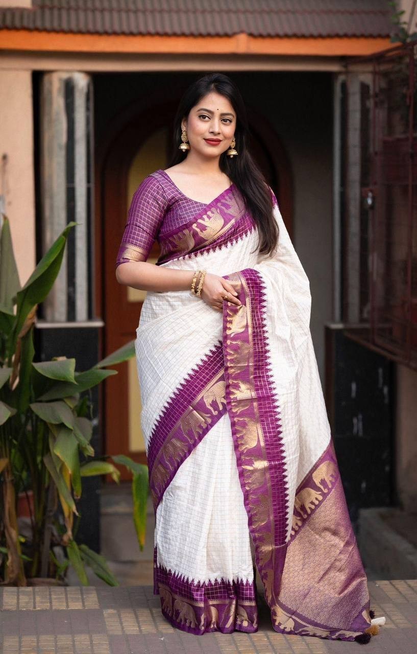 Designer Silk Saree With Blouse South Indian Wedding Party Bollywood Style Wear