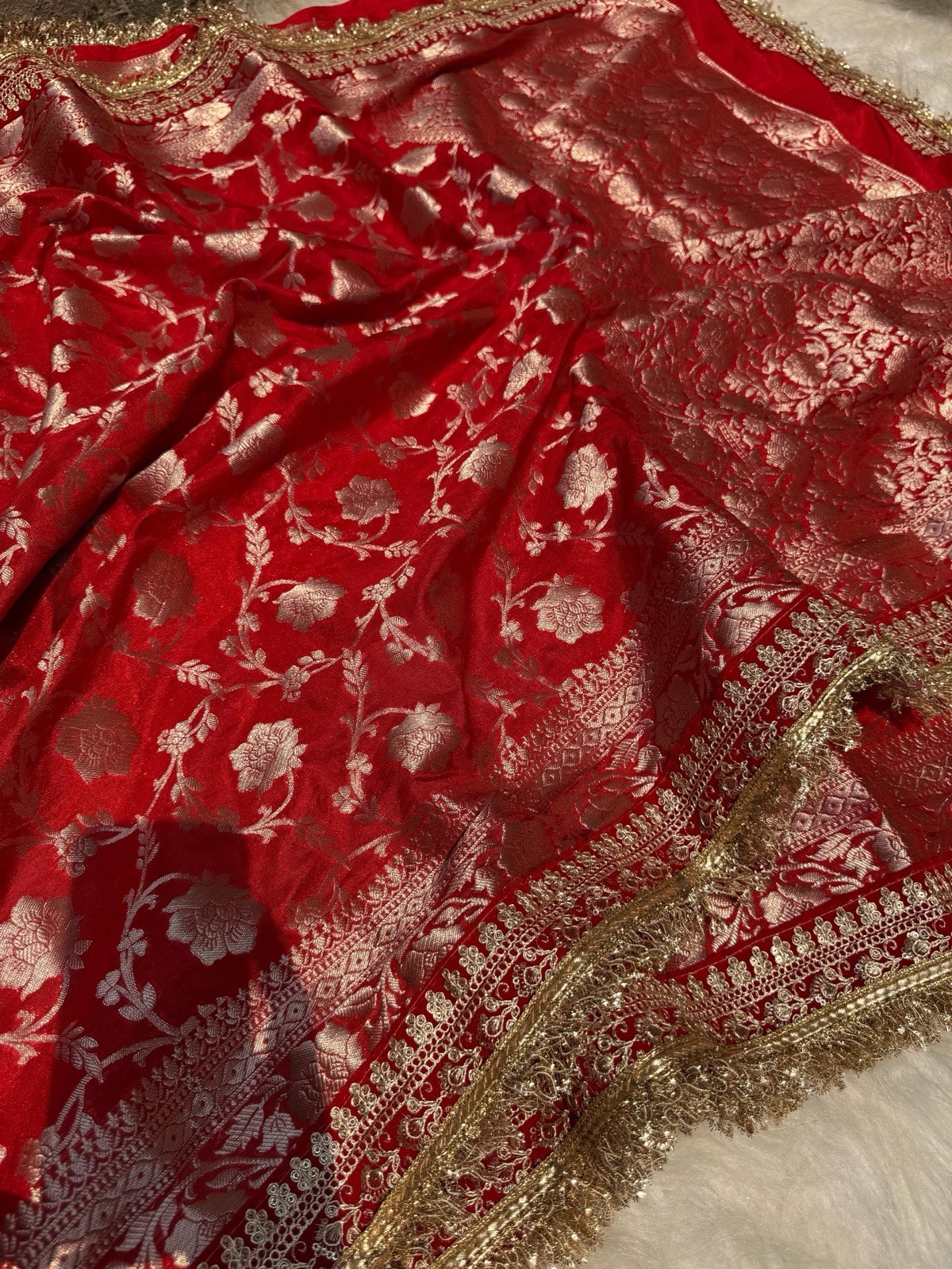 Red Bridal Saree Wedding Sari Blouse Indian Sarees Women Clothing