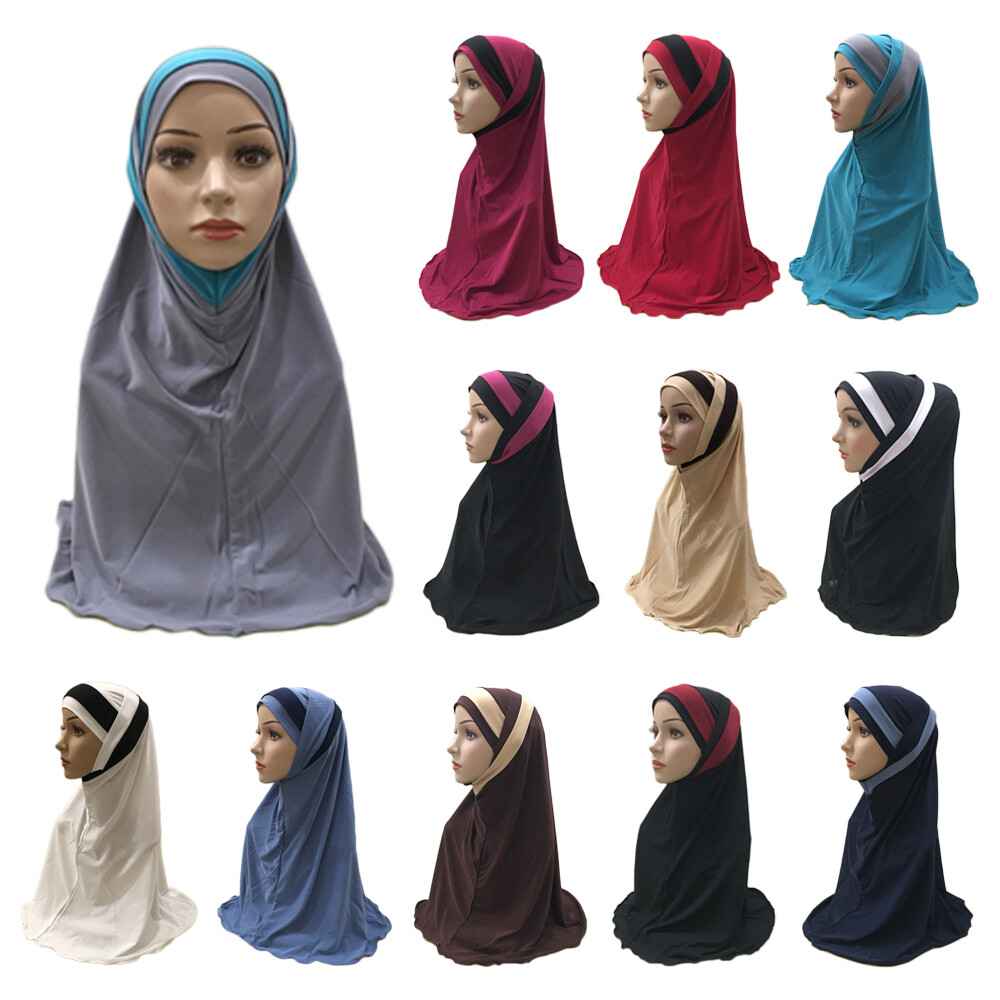 2 Piece Al Amira Hijab Islamic Prayer Hijabs Head Scarf Muslim Women Cap Shawls