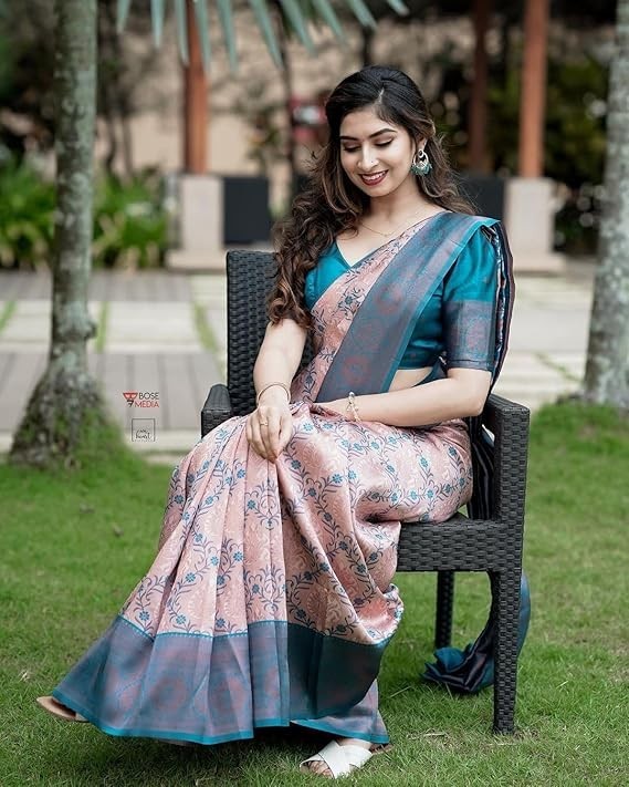 Women’s Banarasi Kanjivaram Cotton Silk Saree With Unstitched Blouse Material