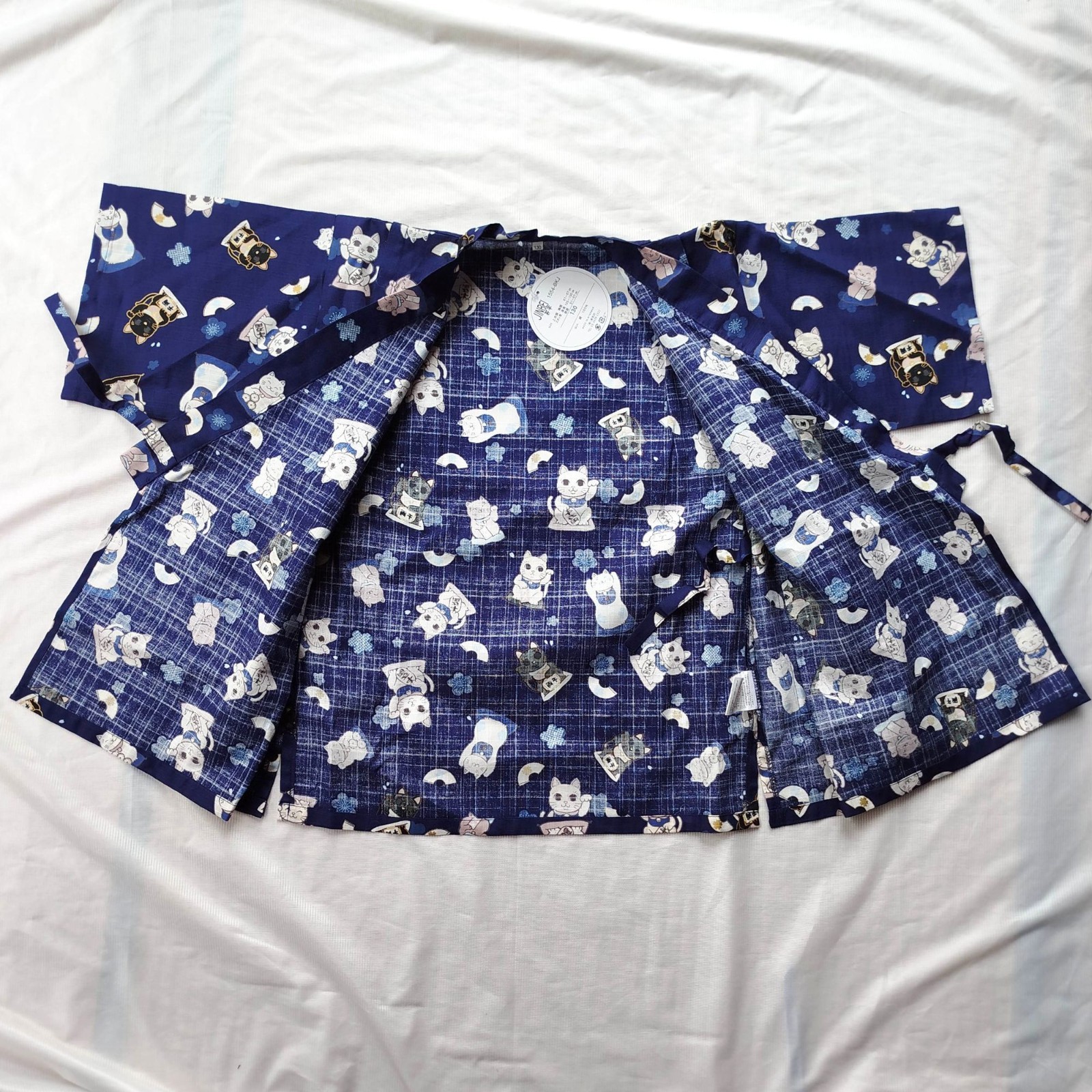 Japanese Kids Jinbei 130cm – Maneki Neko Lucky Cat Cotton Summer Festival Outfit