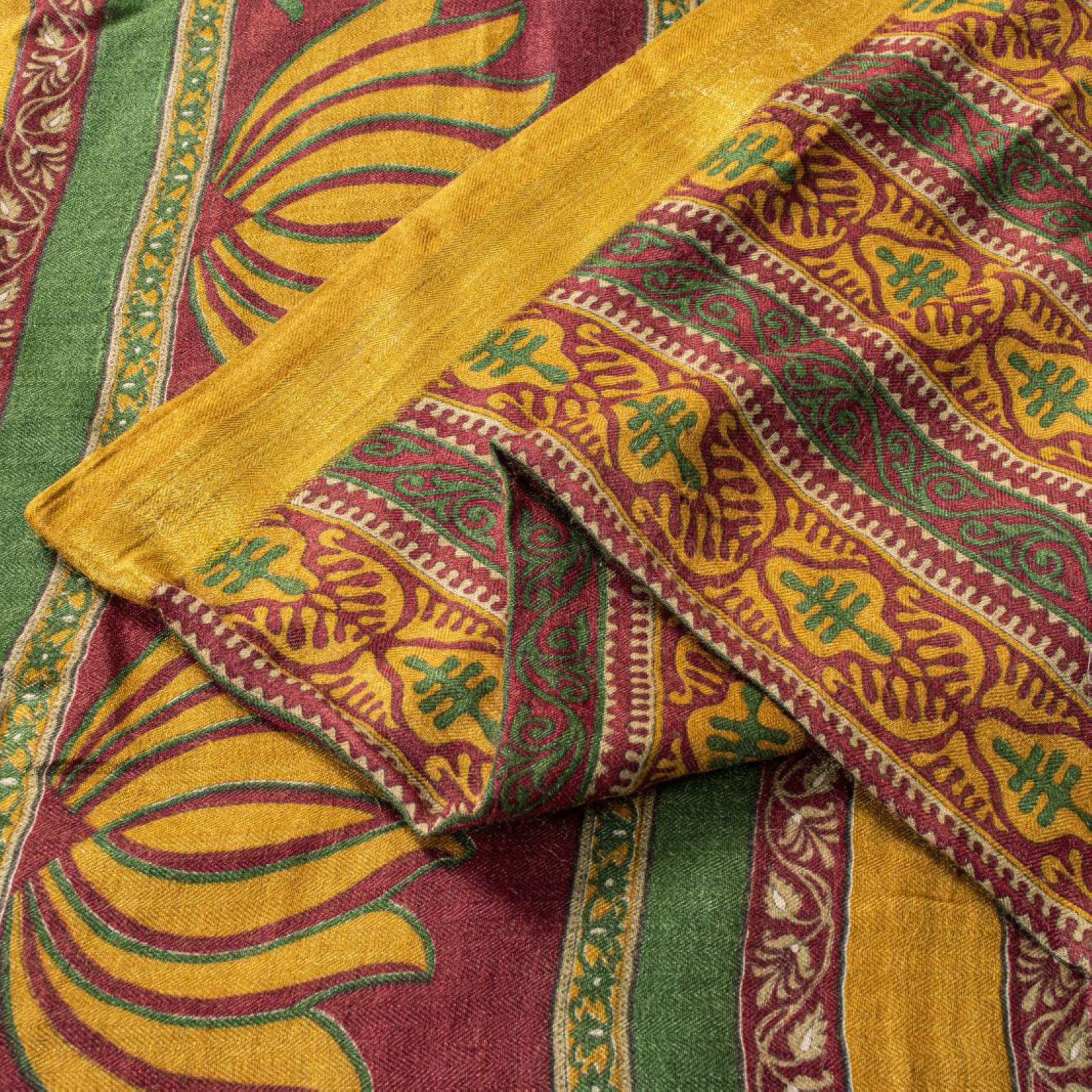 Sanskriti Vintage Brown Soft Pure Woolen Saree Floral Printed Sari 5.5+Yd Fabric