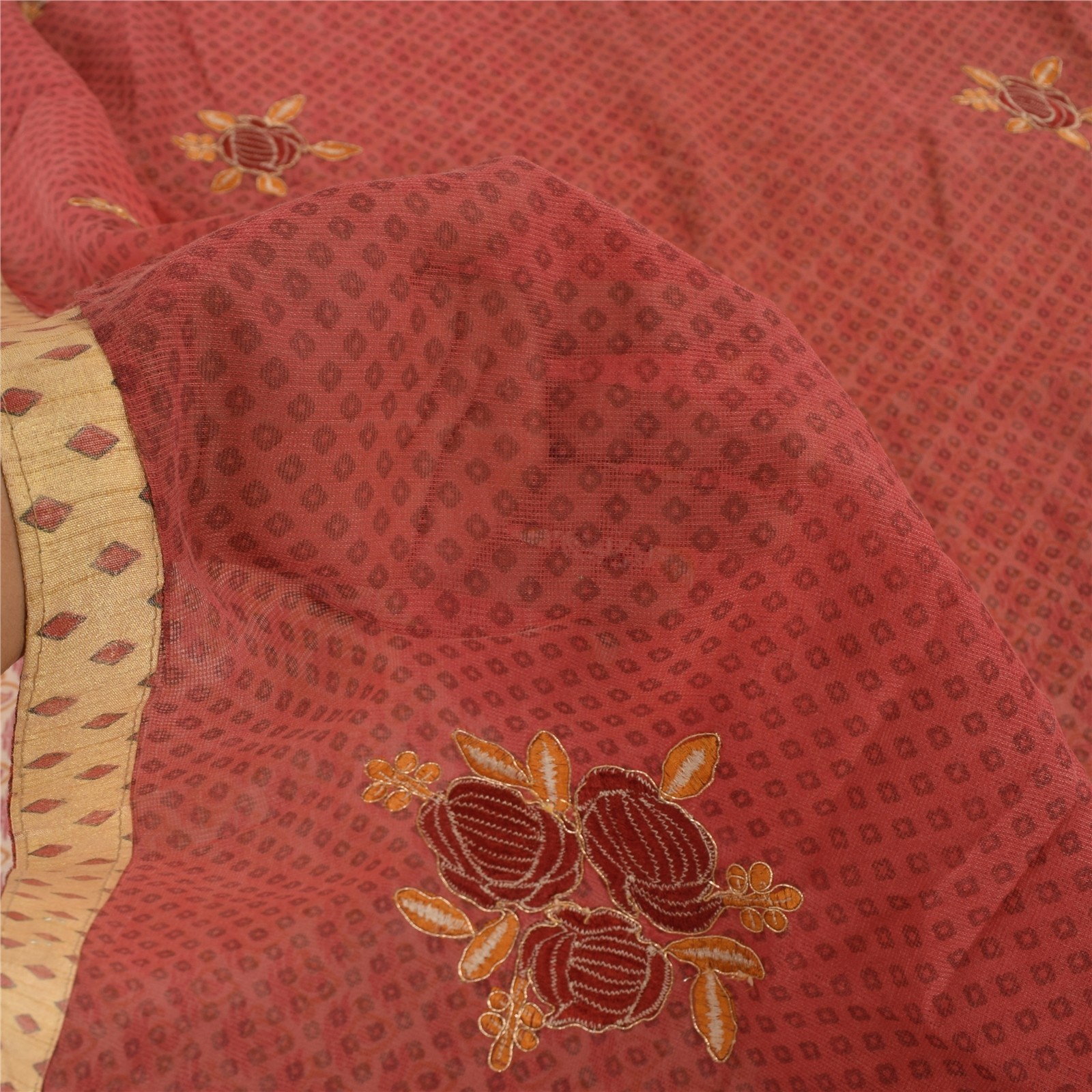 Sanskriti Vintage Sarees Pure Cotton Embroidered Printed Kota Sari Craft Fabric