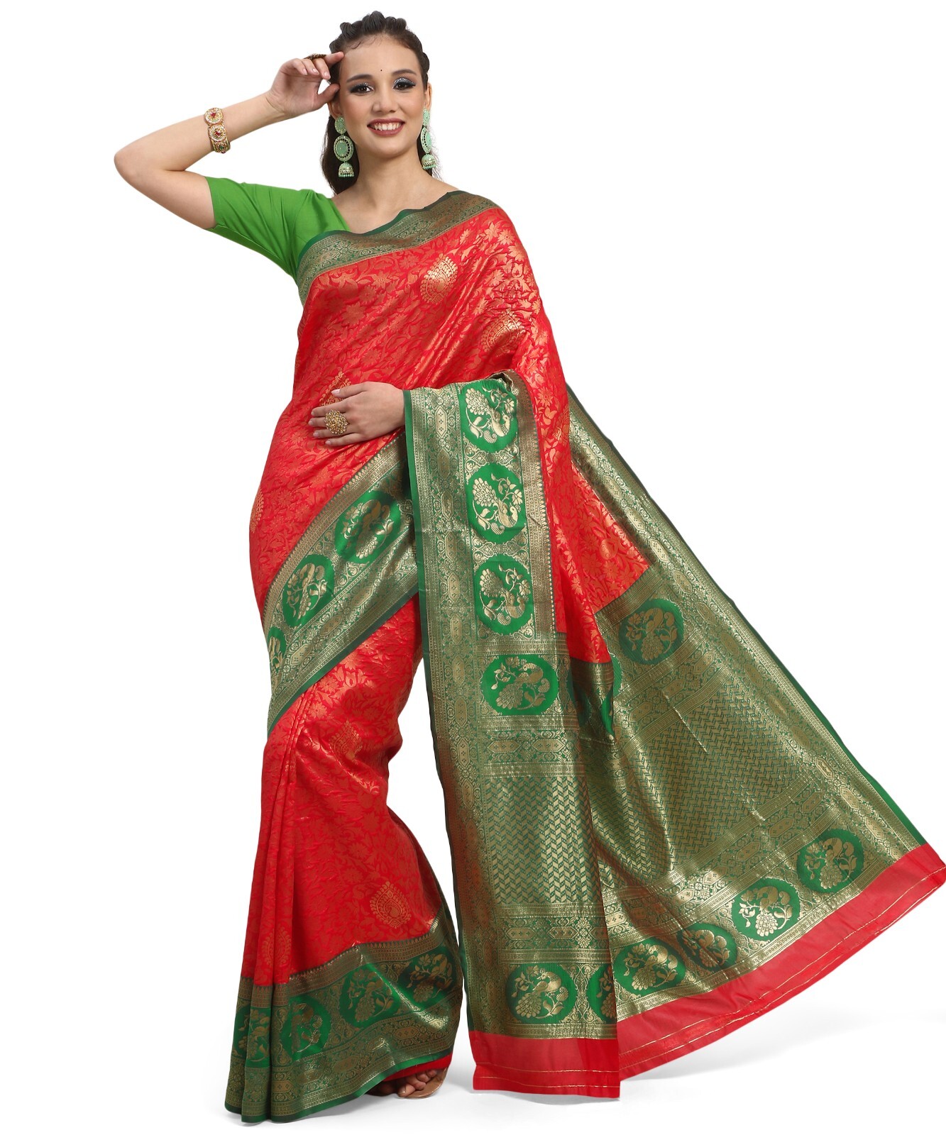 Areca Designer Rajwadi Kanjivaram Silk saree blouses women Saree Cut- 5.5 Meter