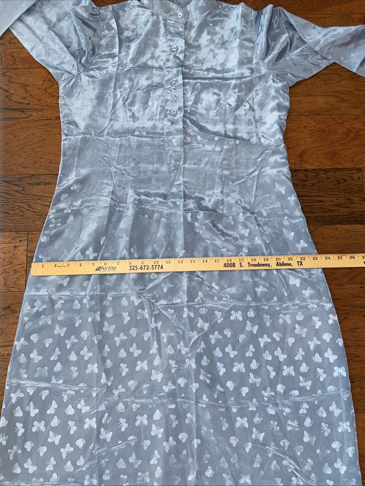 Womens Kurta Ethnic Tunic Dress Small/medium Hand Made Light Blue Butterflies