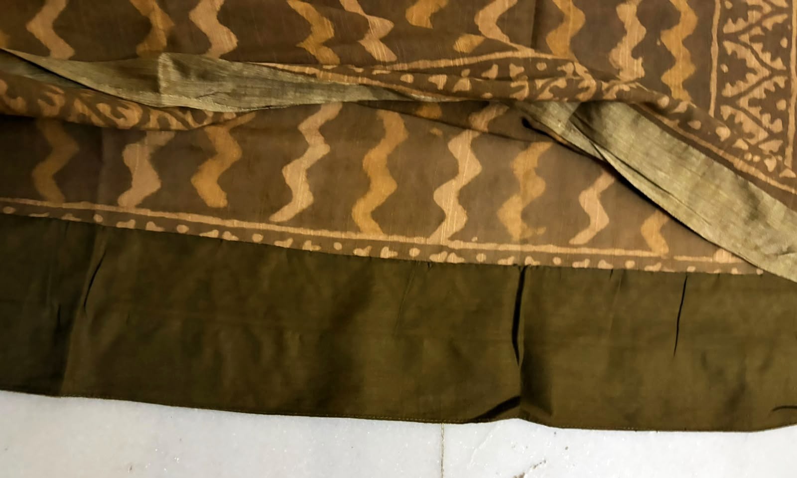 Green Cotton Saree Printed Dress Women Wrap Used Vintage Recycled Fabric Sari 5Y