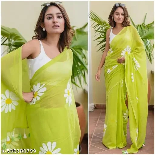 Women’s Designer Cotton Linen Saree With Running Blouse Piece