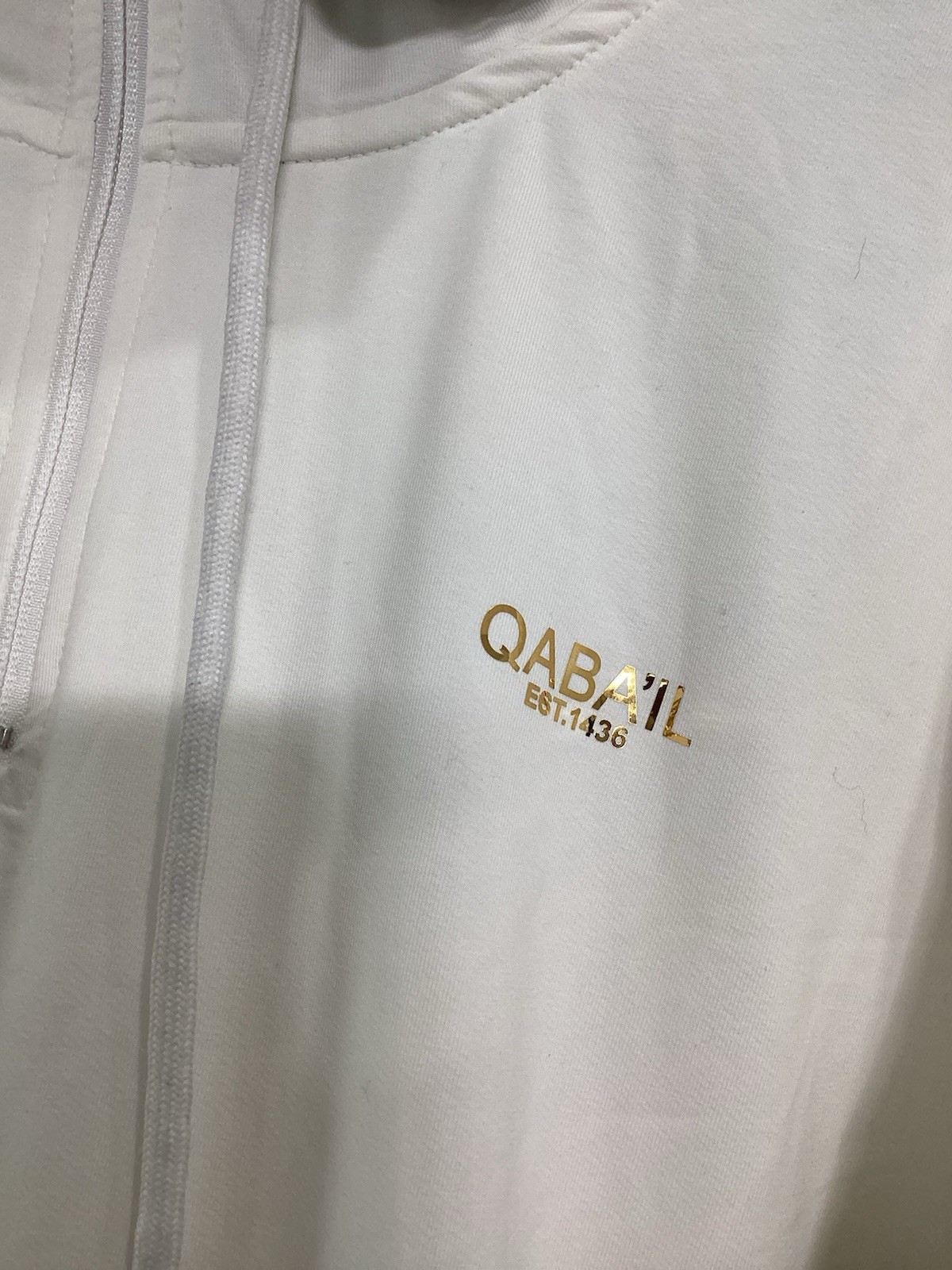 QABA’IL Thobe Unik With Hood XXL White Beige Modest Maxi Dress Abaya