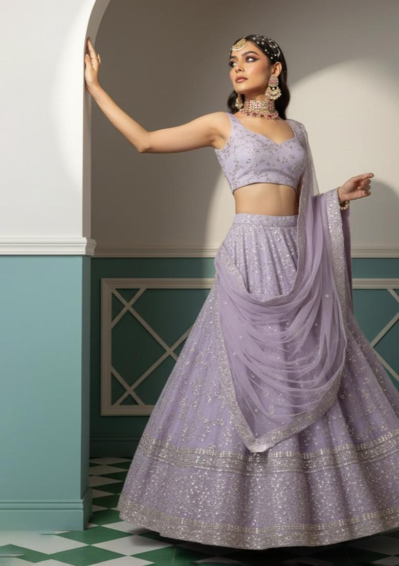 Lavender Embroidery Lehenga