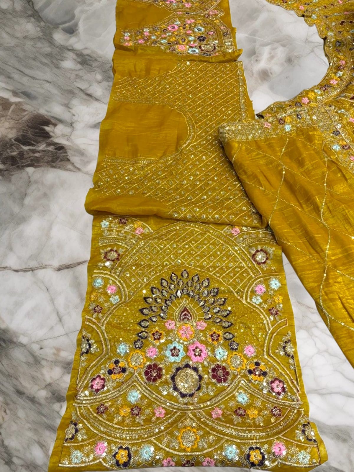 Designer Bridal Gold Crush Yellow Lehenga Choli,Chaniya Choli,Heavy Work Lehenga