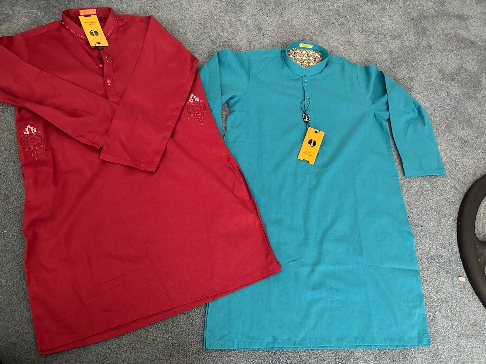 Junaid Jamshed Kids Boys Kurta Set Of Two Deep Red And Sea Green Color Size 8