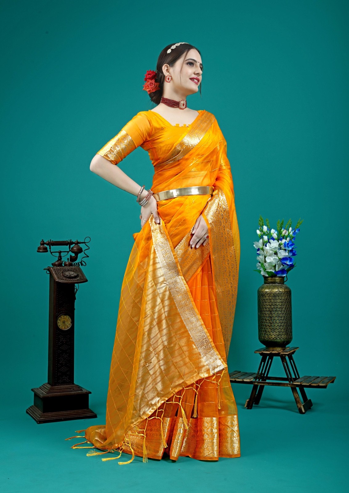 Designer Sari Bollywood Bridal Silk Saree Blouse South Indian Ethnic Ready made