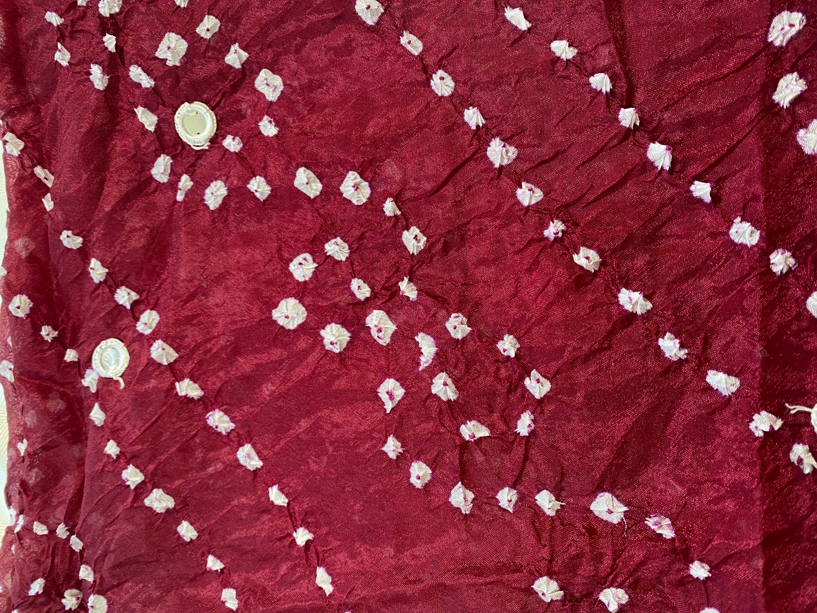 Bandini, jumki (ankle bells) accent, imitation ahbala – Maroon and white