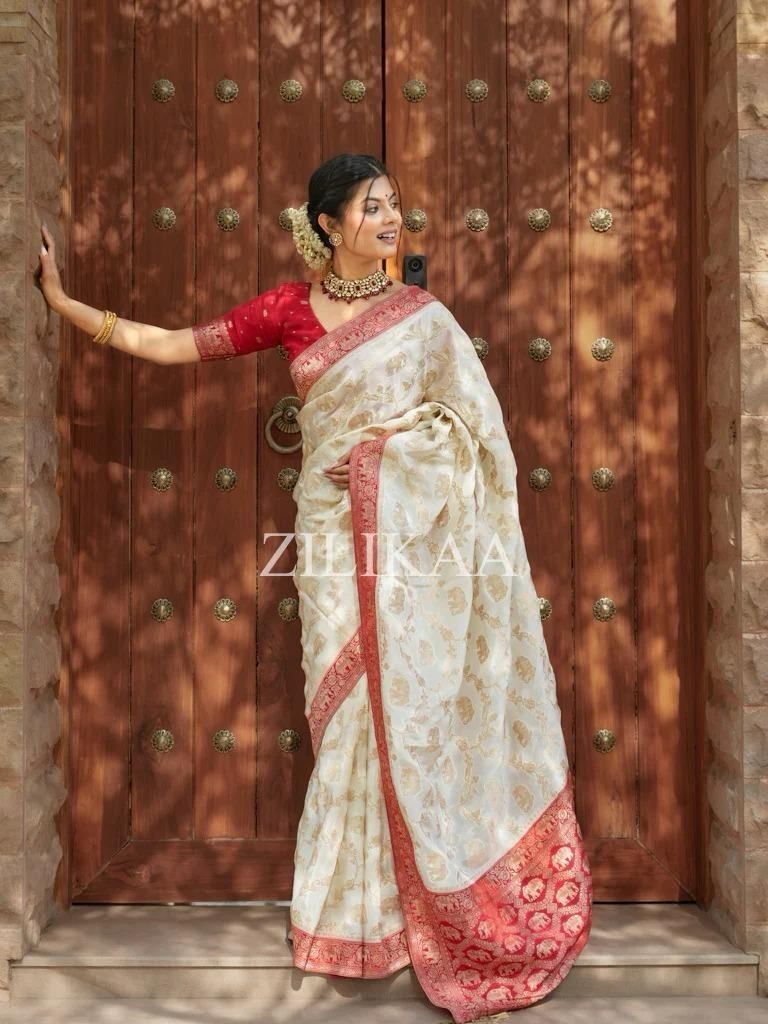 Traditional Bollywood Sana Silk Sari Indian Designer Wedding Wear Party Saree