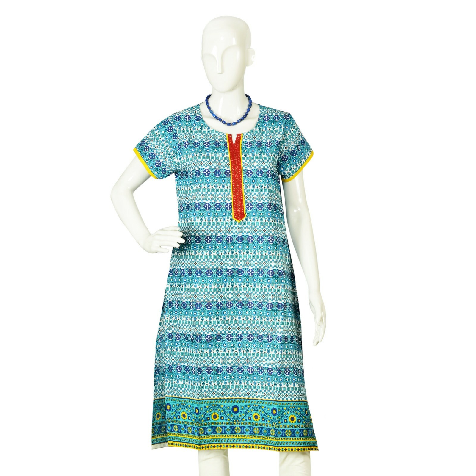 Srishti XL-107cm 100% Cotton Kurta /Mughal Inspired Geometric Print/FREE SHIP
