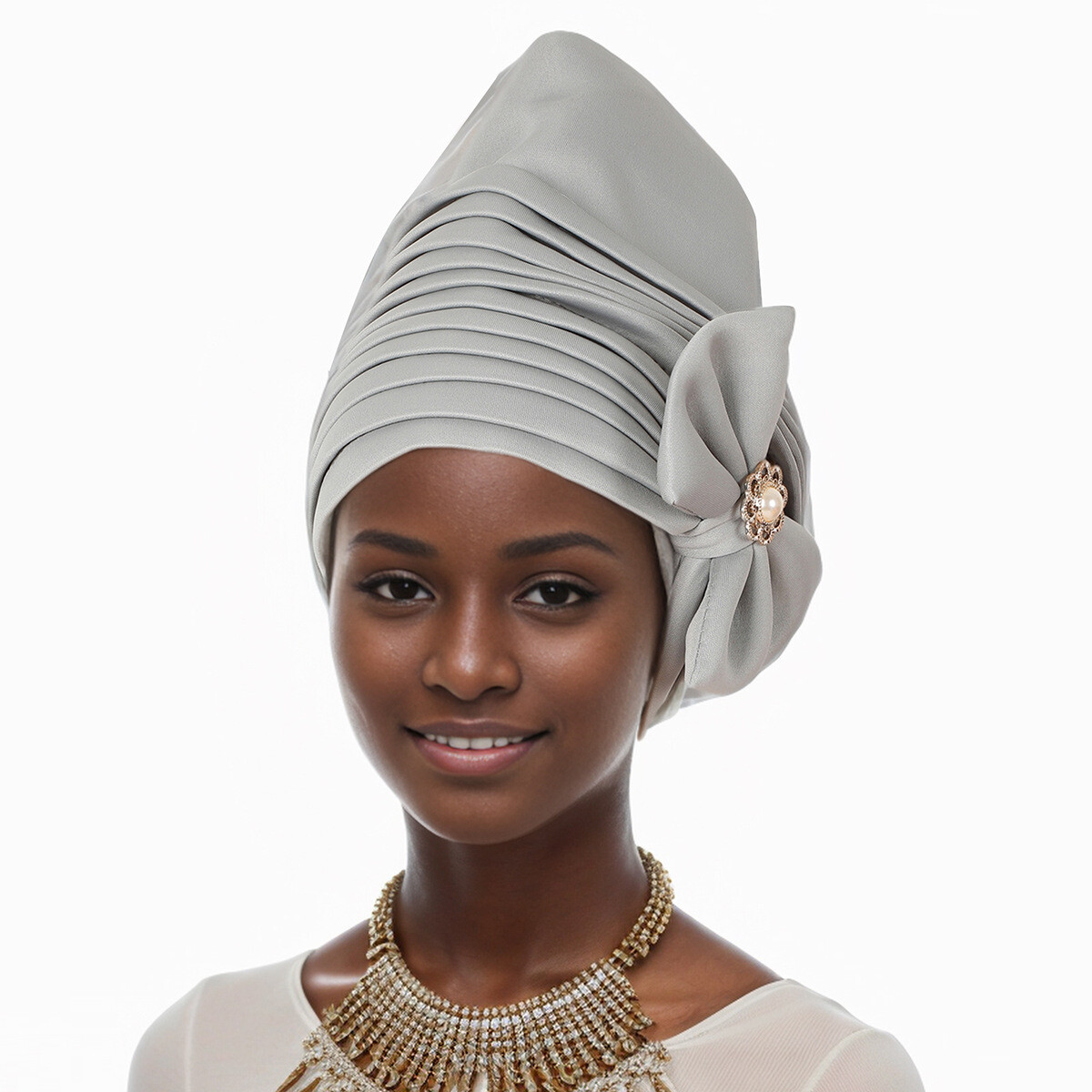 Nigerian Wedding Cap Aso Oke Headtie Auto Gele Women Flower Hat African Turban