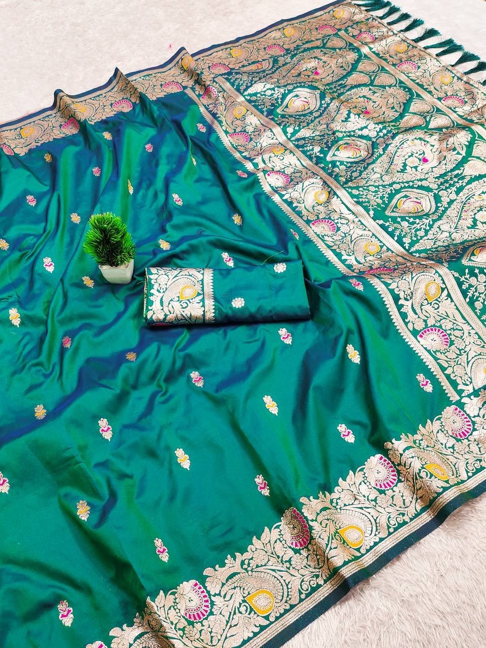 New Designer Soft Banarasi Silk Saree With Blouse For Function & Festival Wear