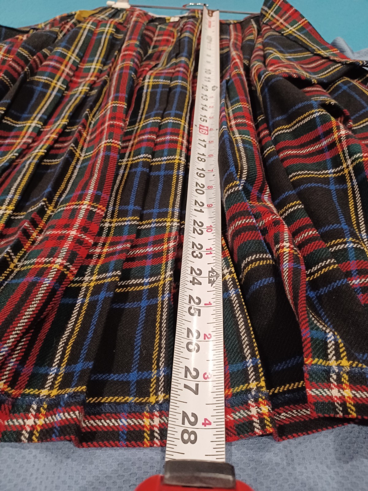 VTG James Dalgliesh Wool Traditional Tartan Kilt Red Black Blue Green Size 14