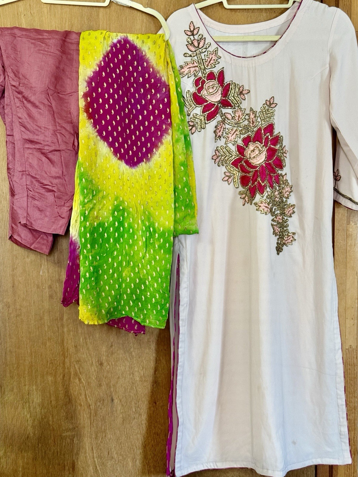 Embroidered Floral Cotton Blend Salwar Kameez with Dupatta & salwar (small)