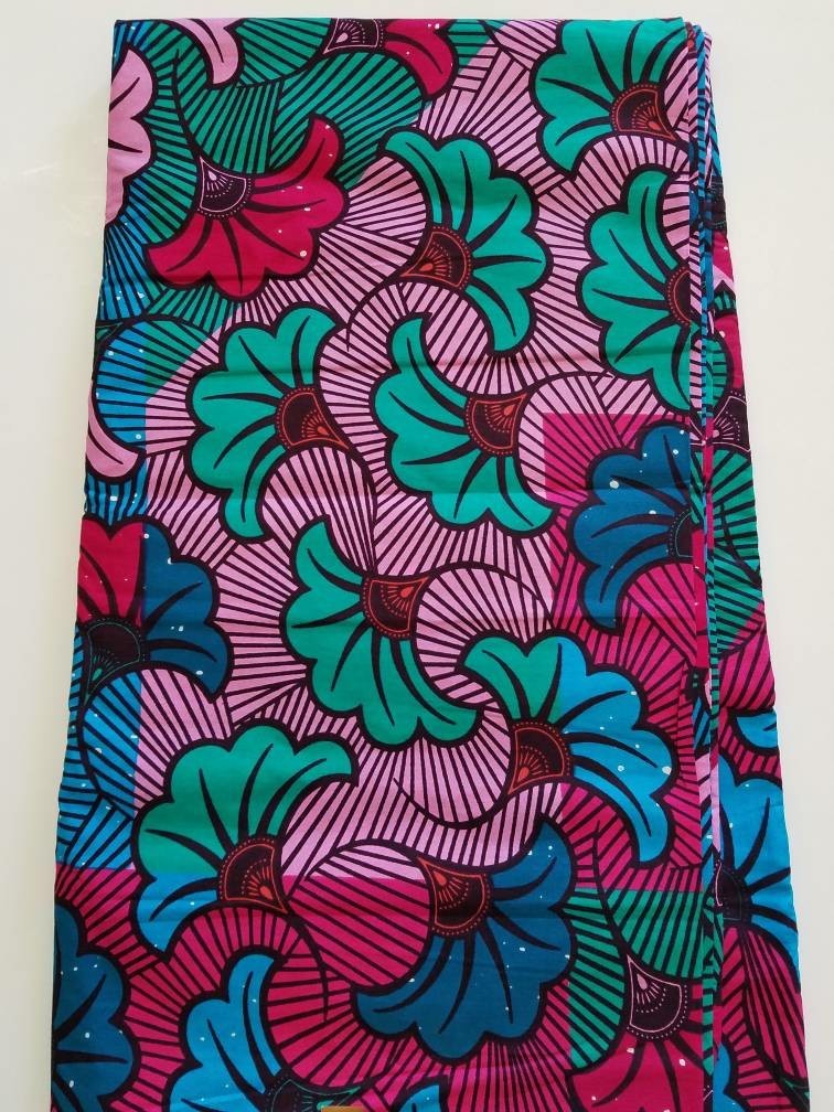 Pink, Teal And Blue Headwrap;African Headwrap; African Clothing; African Fabric