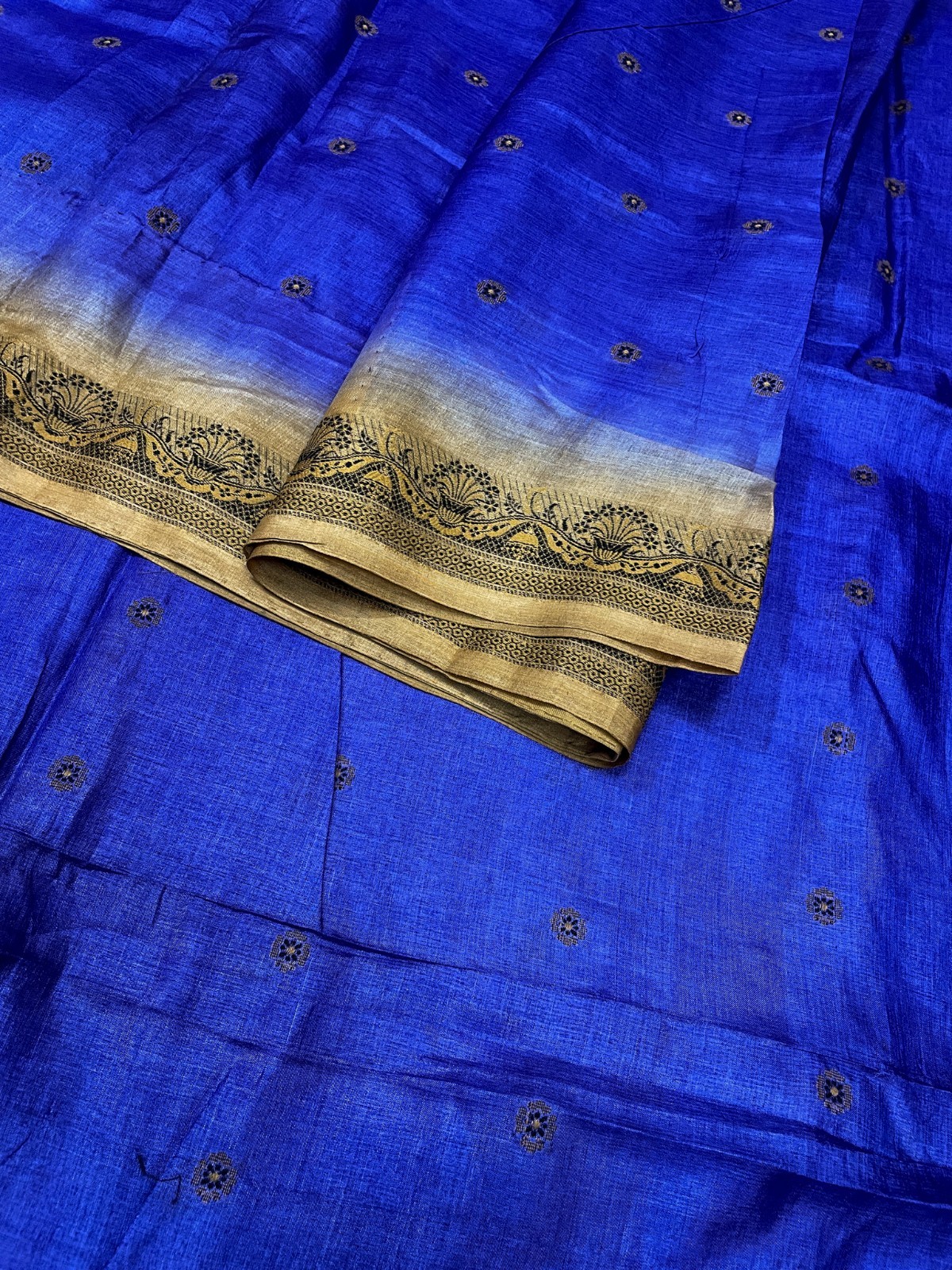 Vintage Tussar Silk Saree, Upcycled Printed Tussah Silk DIY Fabric TS1078