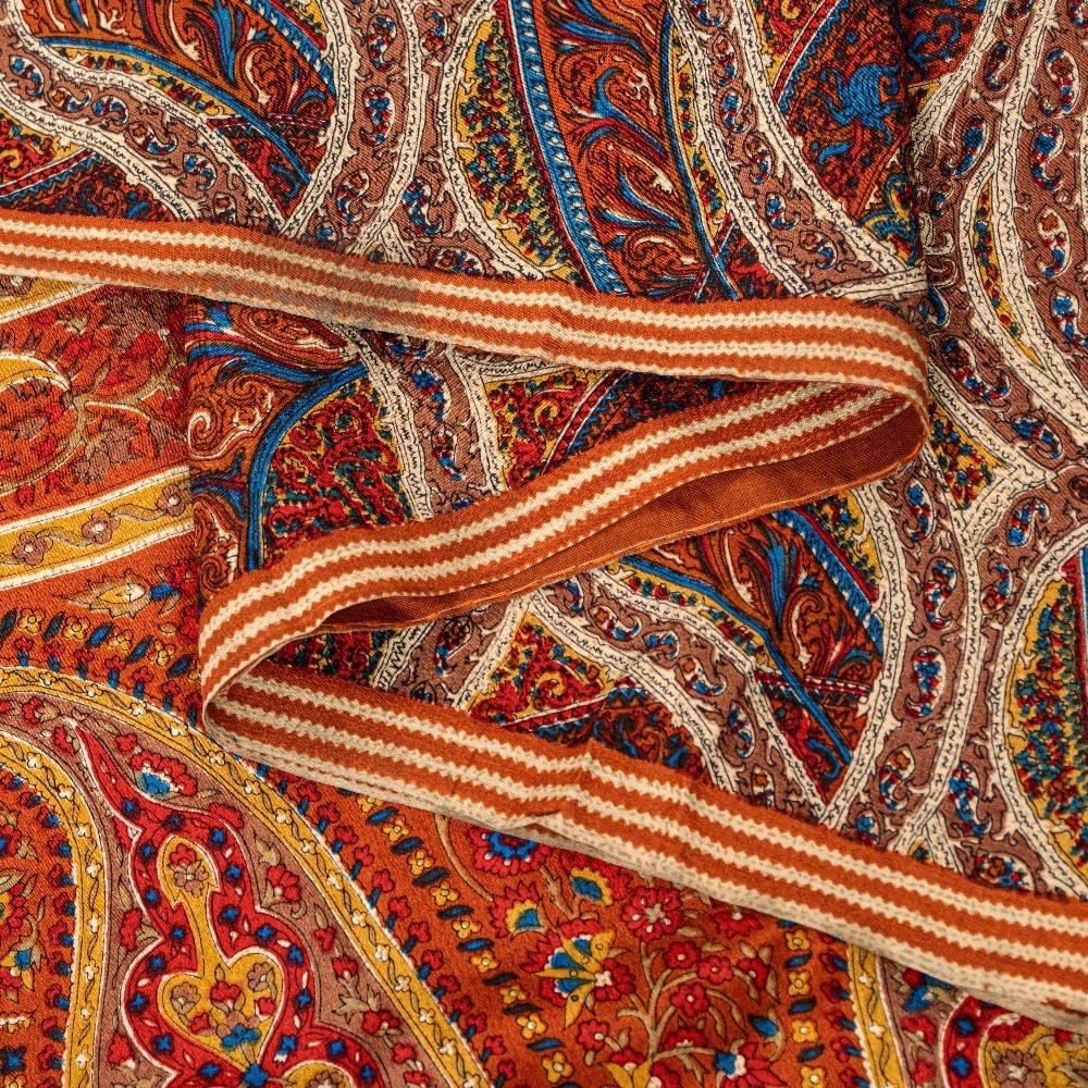 Sanskriti Vintage Saree Multicolor Pure Crepe Silk 5.5+YD Paisley Printed Fabric