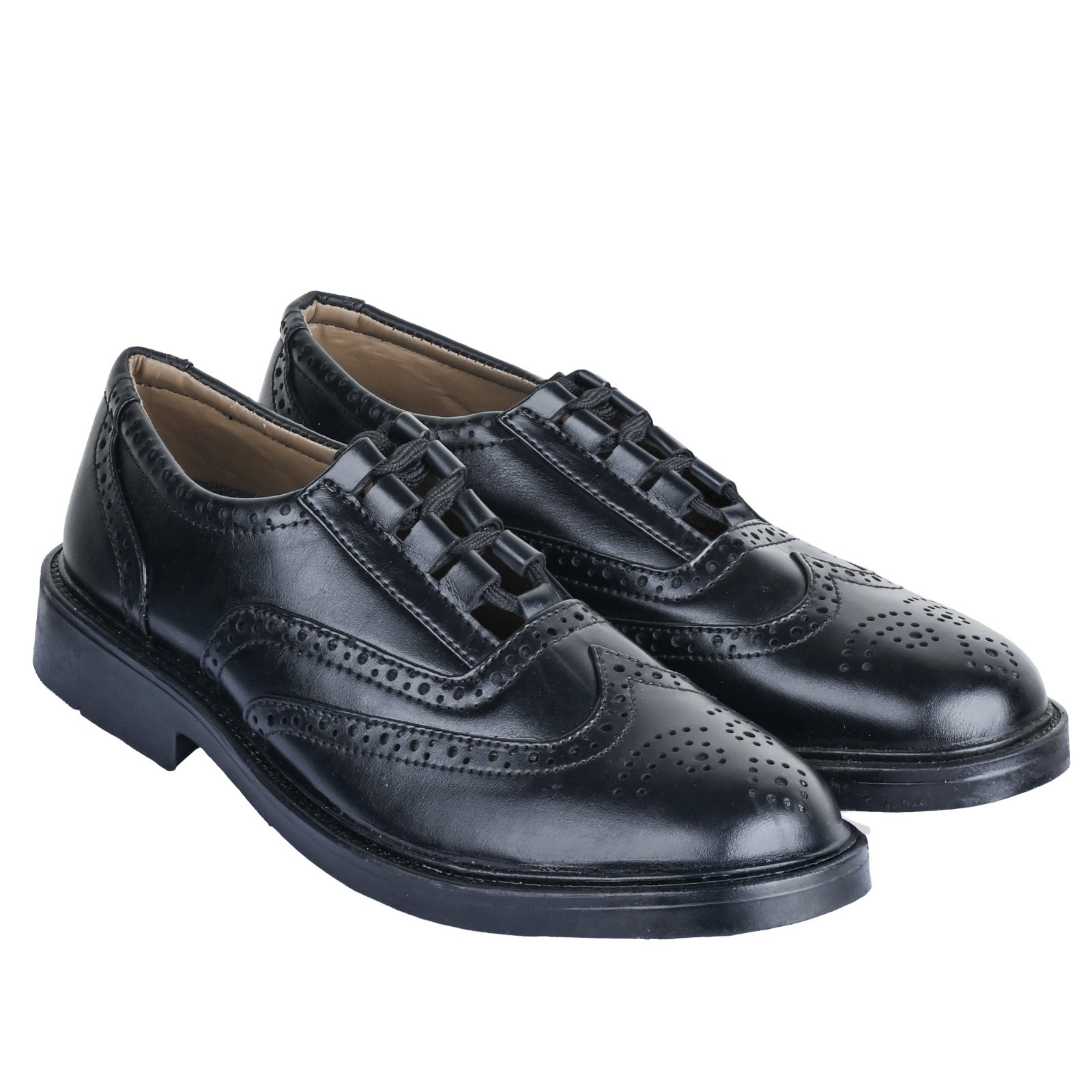 Scottish Ghillie Brogues Black Leather Kilt Shoes Wingtip Highland Dress Shoes