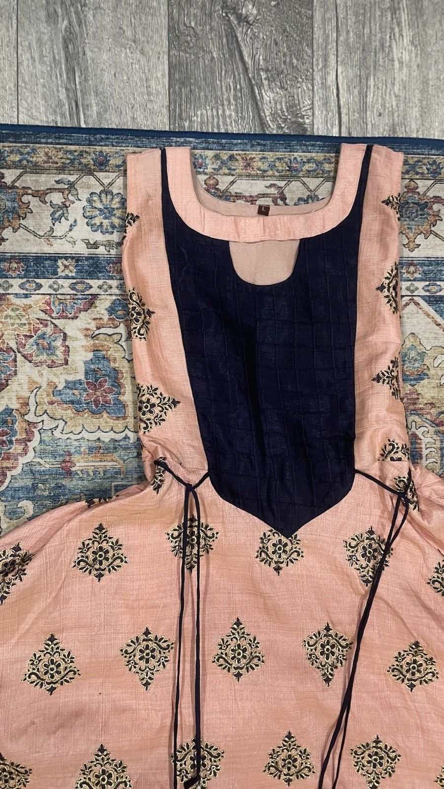 Women’s Indian Anarkali Suit Dress Top with Dupatta Pink Floor-Length S/M