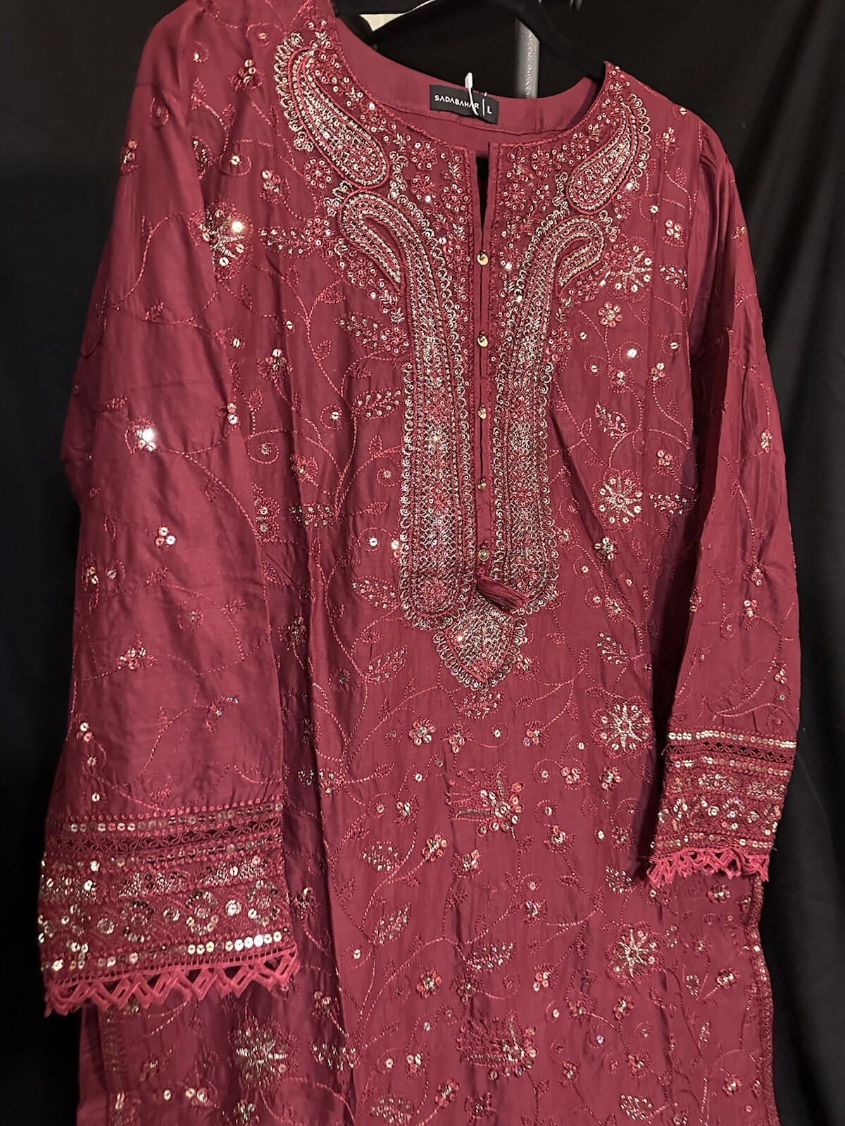 PREMIUM⭐️SADABAHAR BRAND – Lawn/Cotton . Emb 3 PC – MAROON Color – Small – $65
