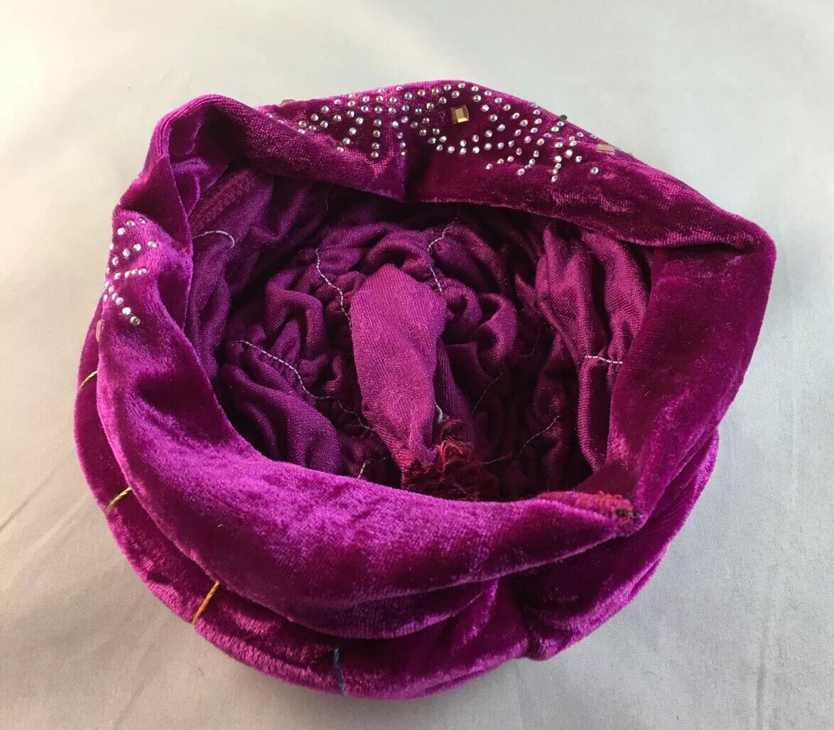 African Women Velvet Spandex Stretch Turban Hat Ladies Head Piece ~ fuchsia Pink