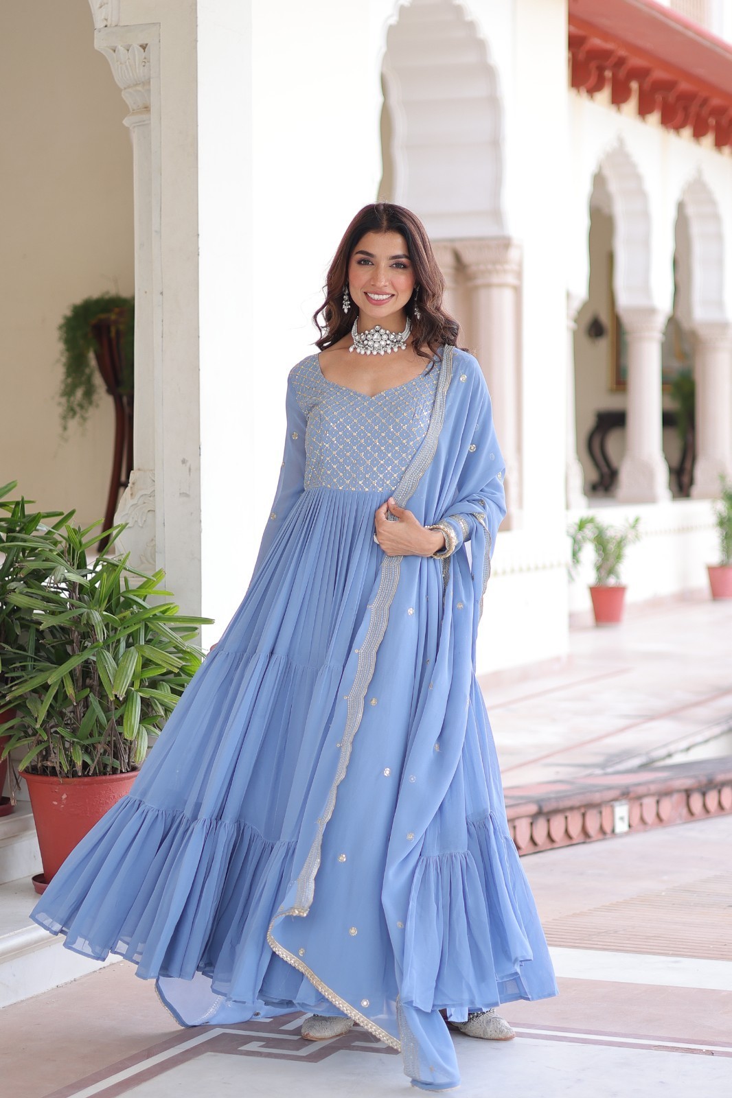 Ready Made Anarkali Gown Salwar Kameez Pakistani Wedding Party Bollywood Suit L