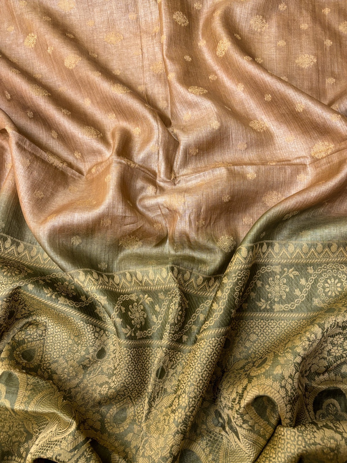 Vintage Tussar Silk Saree, Upcycled Printed Tussah Silk DIY Fabric TS1105