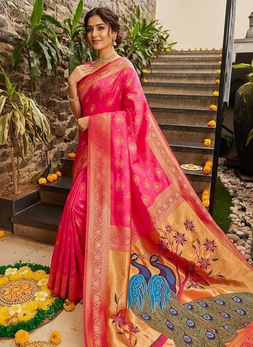 Women’s Banarasi Kanjivaram Art Silk Saree with Blouse Material