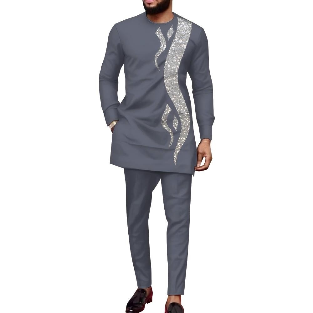 Sample Clothes for Sale Mens African Dashiki Suits Print Nigerian Outfits