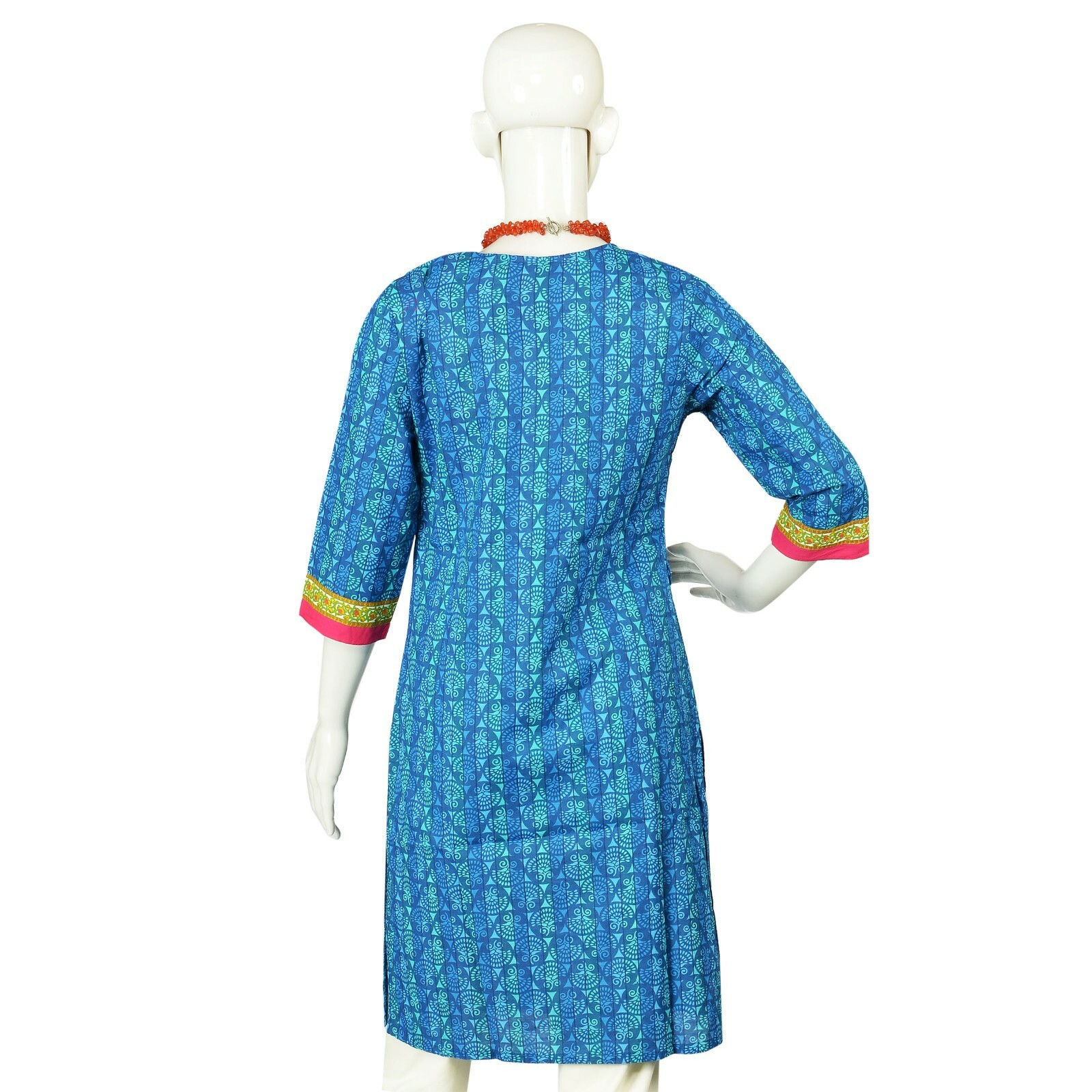 Srishti M-97cm 100% Cotton Kurta with Mughal Inspired Flower Design/FREE SHIP
