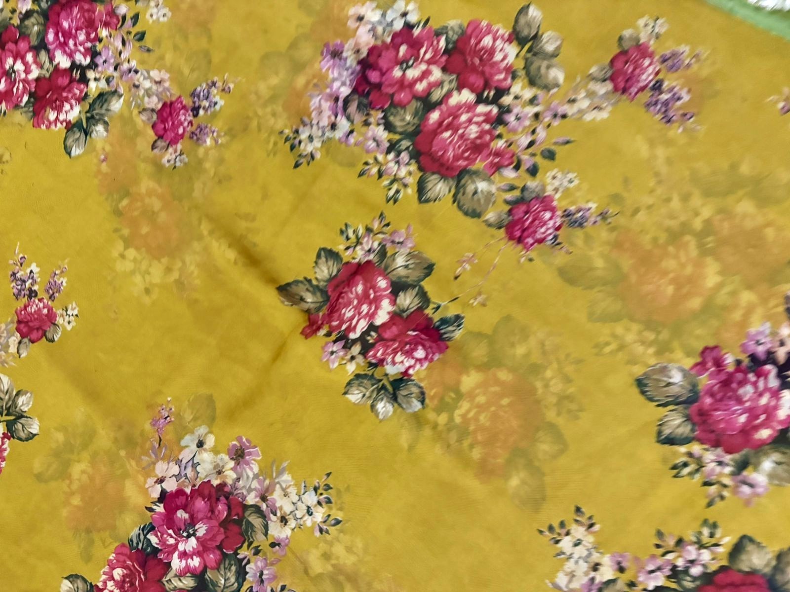 Indian Lot of 2 Pcs Saree Women Wrap Green Home Decor Printed Used Georgete Sari