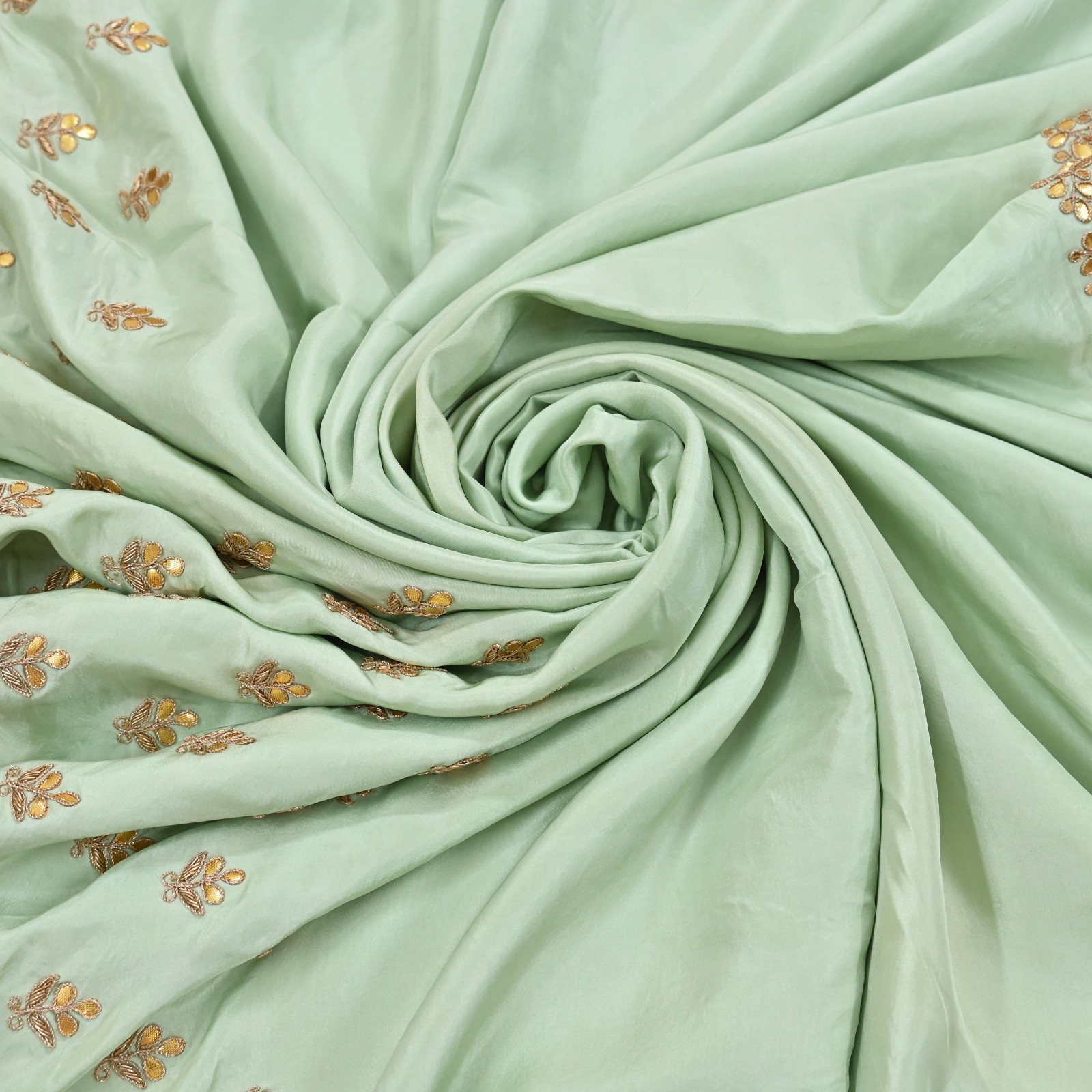Rare Vintage Pista Green Pure Silk Zardozi Gota Hand Embroidered Designer Saree