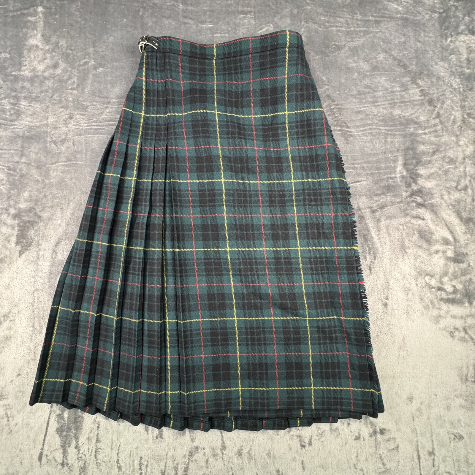 VTG Pitlochry Knitwear Pure New Wool Tartan Kilt Skirt Size 14 Plaid Scotland