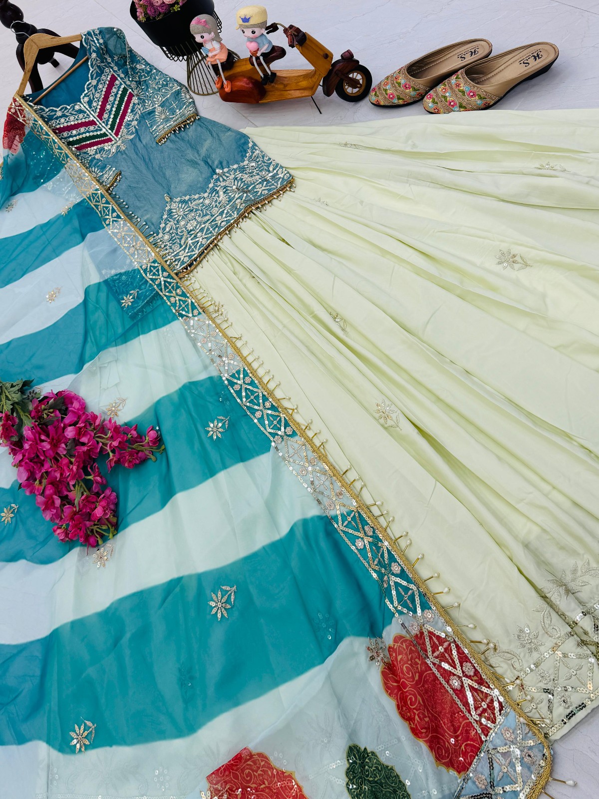 Ready To Wear Bridal Heavy Suit Wedding Pakistani Lengha Top Indian Ethnic Dress
