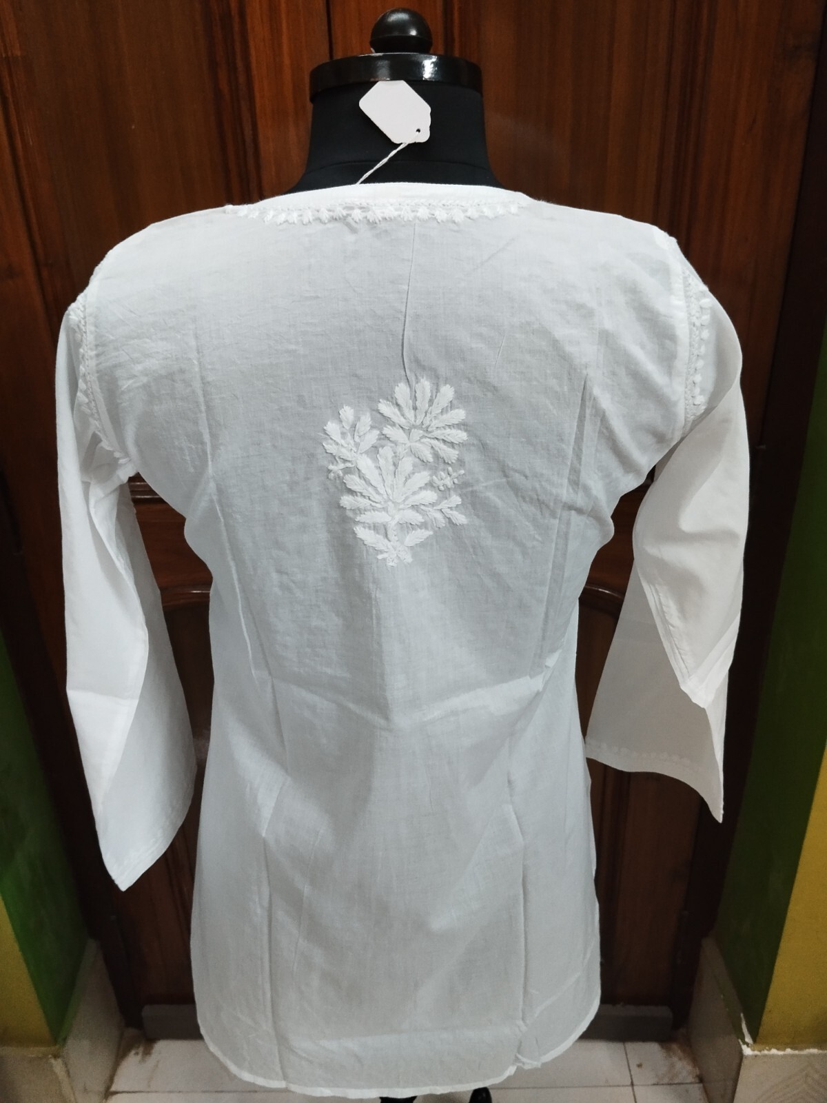 S M L XL 2XL ETHNIC HANDMADE 100% COTTON TOP KURTA KURTI CHIKAN EMBROIDERY