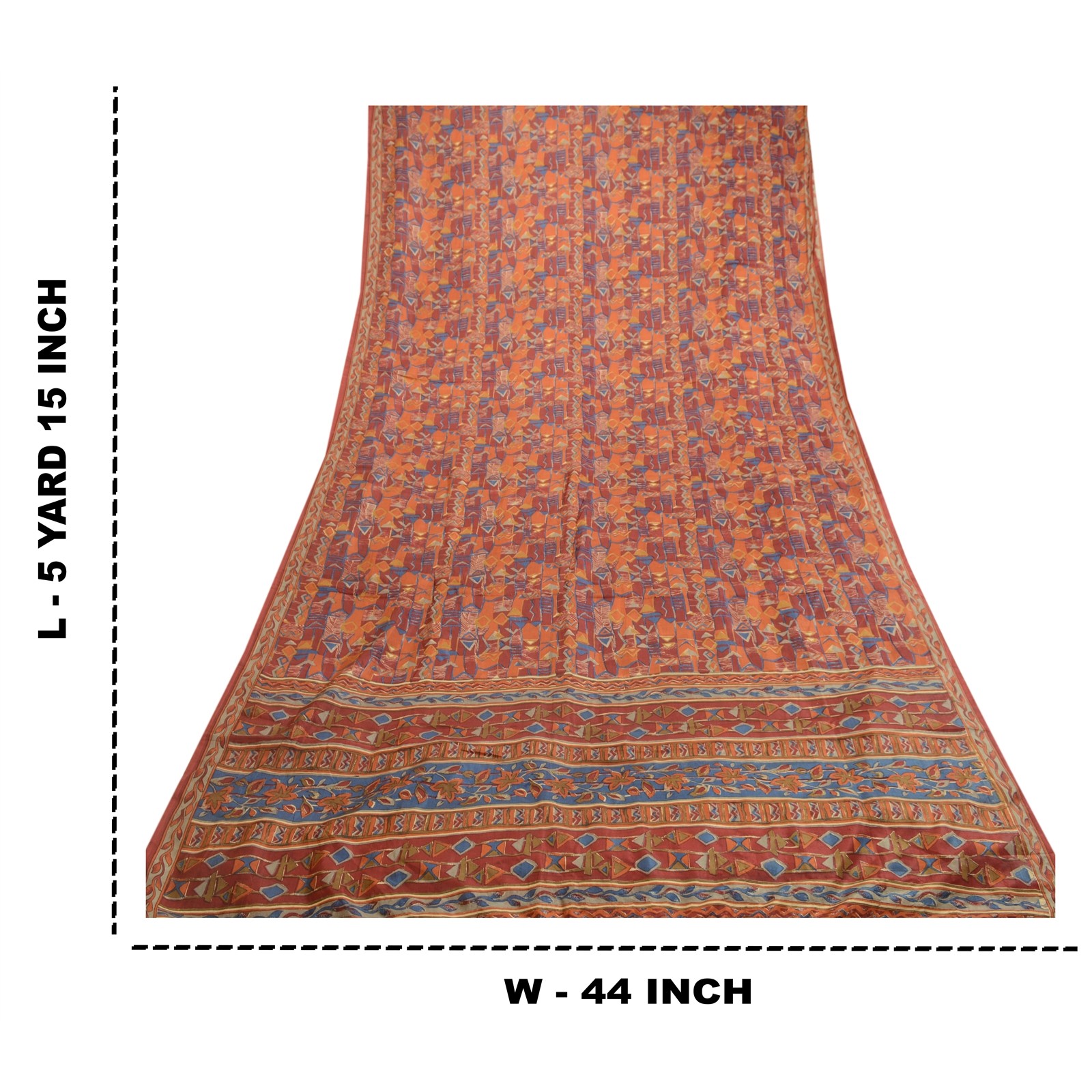 Sanskriti Vintage Sarees Indian Dark Red Pure Silk Printed Sari 5Yd Craft Fabric