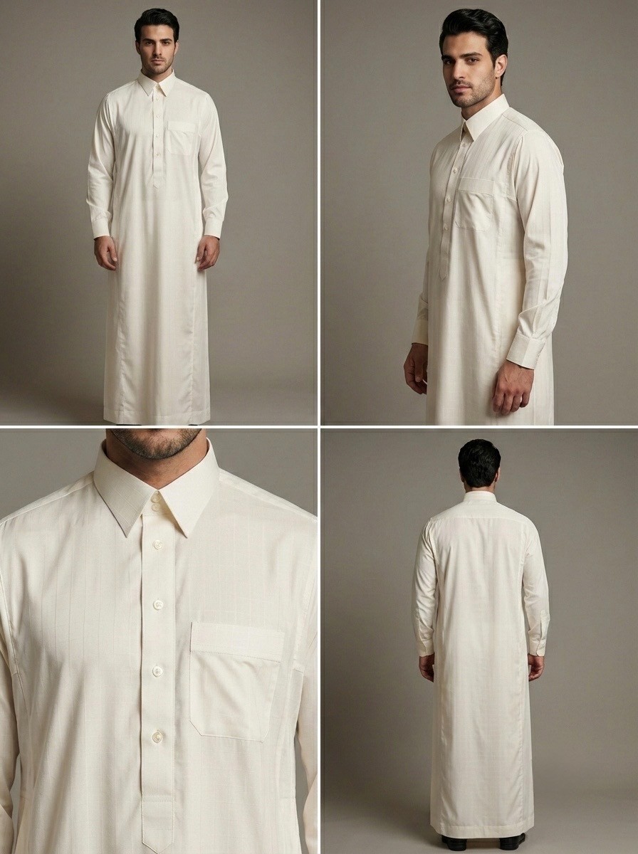 New Al Hijaz Mens Thobe Jubba Jalabiya Arab Muslim Islamic Clothing Robe Kaftan