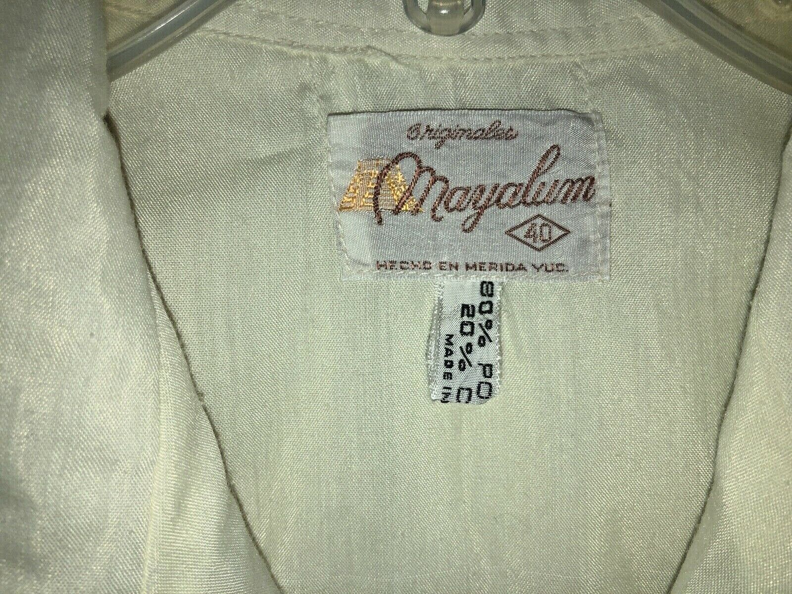 Mayalum Men’s Yellow Light Weight Guayabera Mexican Wedding Shirt Size M Nice